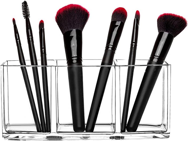 صندوق تخزين مستحضرات التجميل، حامل فرش المكياج، منظم، حاوية شفافة - Image 3