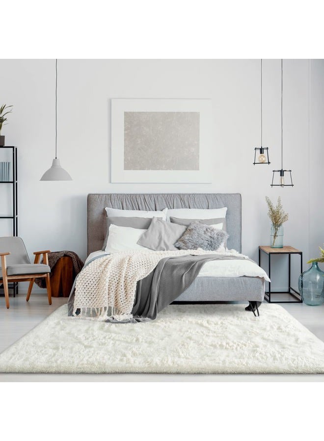 Jelymark Super Soft Shaggy Rug for Bedroom, 6x9 Feet Fluffy Carpet for Living Room, Fuzzy Indoor Plush Area Rug for Home Decor, Furry Floor Rugs for Dorm, Kids Nursery Rug for Girls, Cream White - Image 3