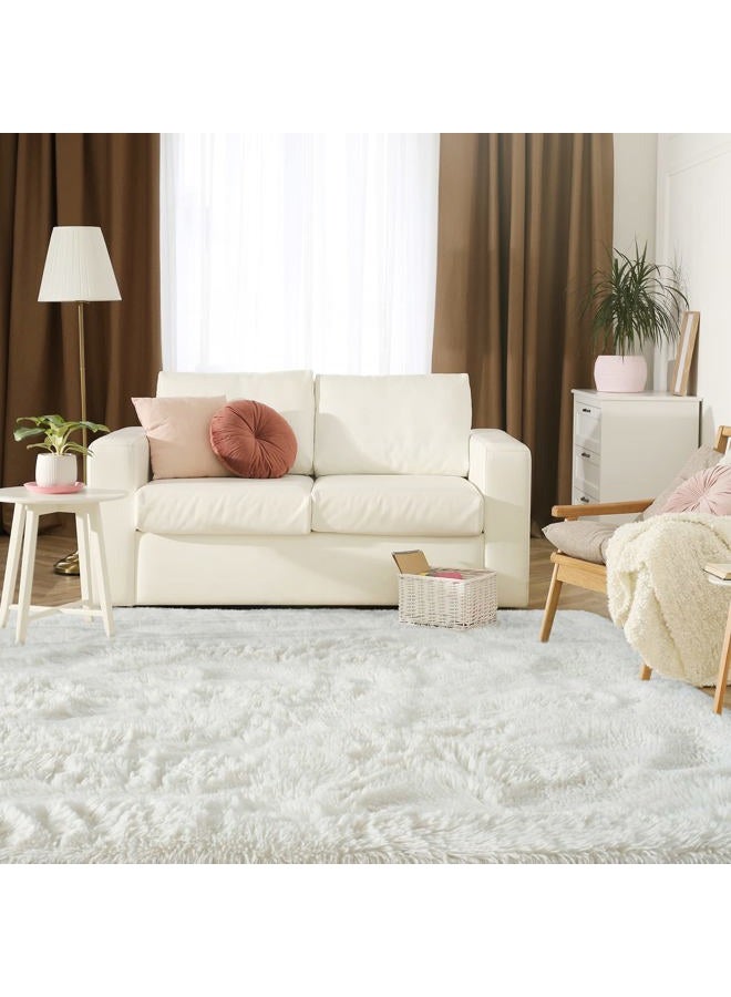 Jelymark Super Soft Shaggy Rug for Bedroom, 6x9 Feet Fluffy Carpet for Living Room, Fuzzy Indoor Plush Area Rug for Home Decor, Furry Floor Rugs for Dorm, Kids Nursery Rug for Girls, Cream White - Image 2