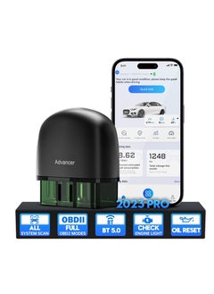 Advancer AD20 Pro Wireless OBD2 Scanner Diagnostic Tool - Compatible with iPhone & Android - Enhanced Car Code Reader - All System Scan, Oil Reset, CEL Turn Off, Performance and Voltage Test