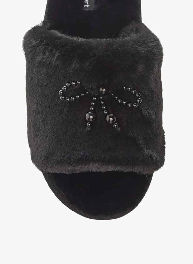 Le Confort Womens Bow Applique Slip-On Slippers