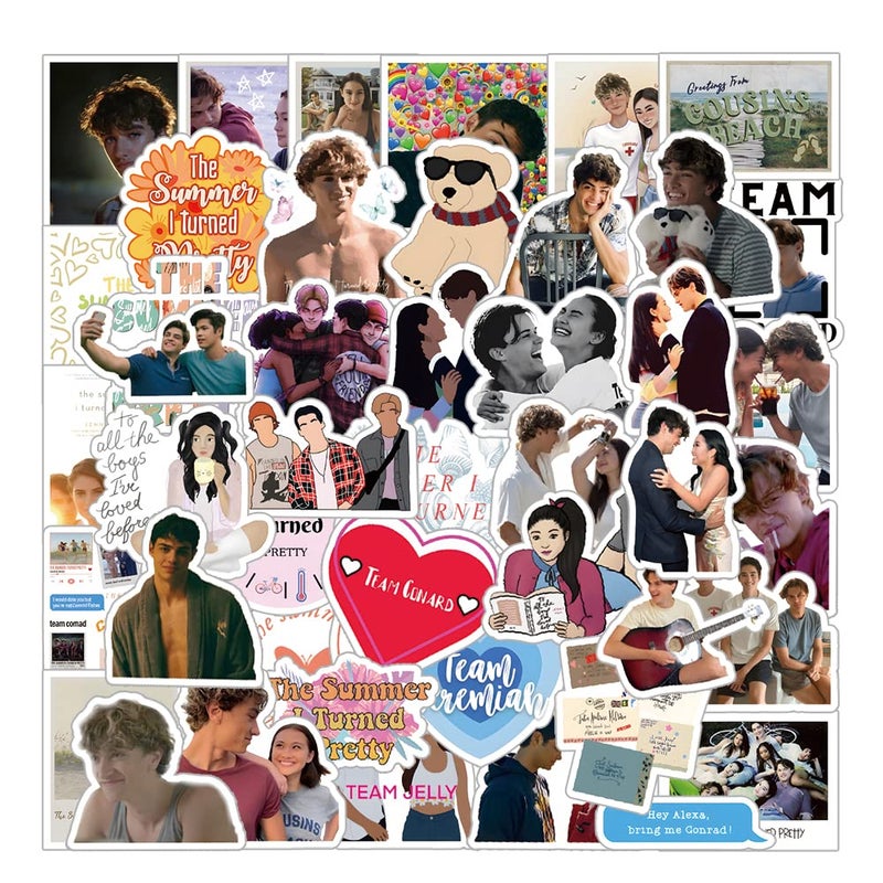 BLCAFEE 60 Pcs The Summer I Turned Pretty Classic TV Fashion Aesthetic Waterproof Vinyl Stickers for Birthday Party Supplies Decoration Favors for Water Bottles Laptop Suitcase - Image 1