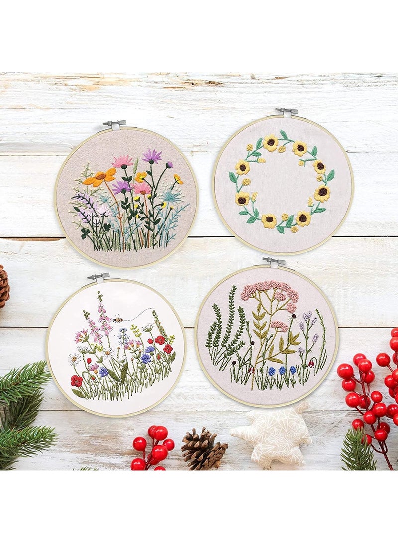 Sweet seven طقم بدء التطريز الكامل: 4 عبوات مع حلقة، خيوط ملونة، مقصات، وتعليمات - مثالي للمبتدئين من جميع الأعمار - أطقم تطريز يدوية للبالغين والأطفال - Image 2