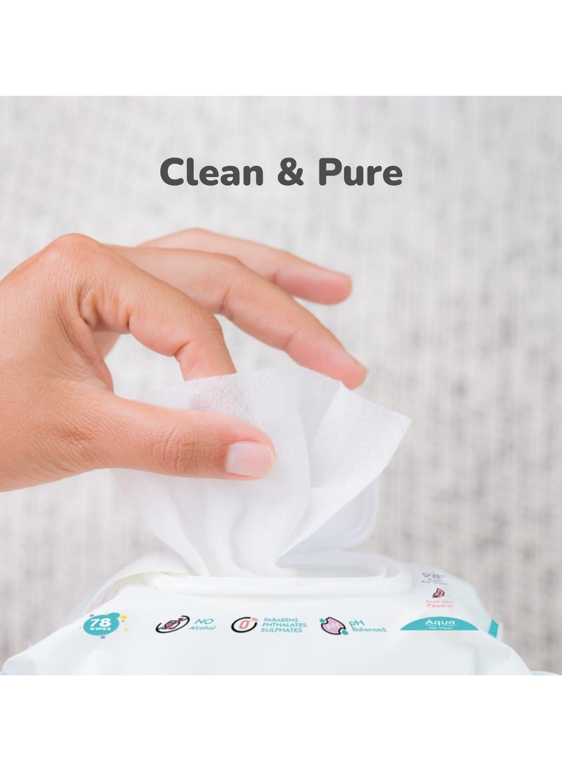 R for Rabbit Feather Aqua Baby Wipes Pure Water Wet Wipes with Lid Combo Pack 312 Units 4 Packs  - Image 5