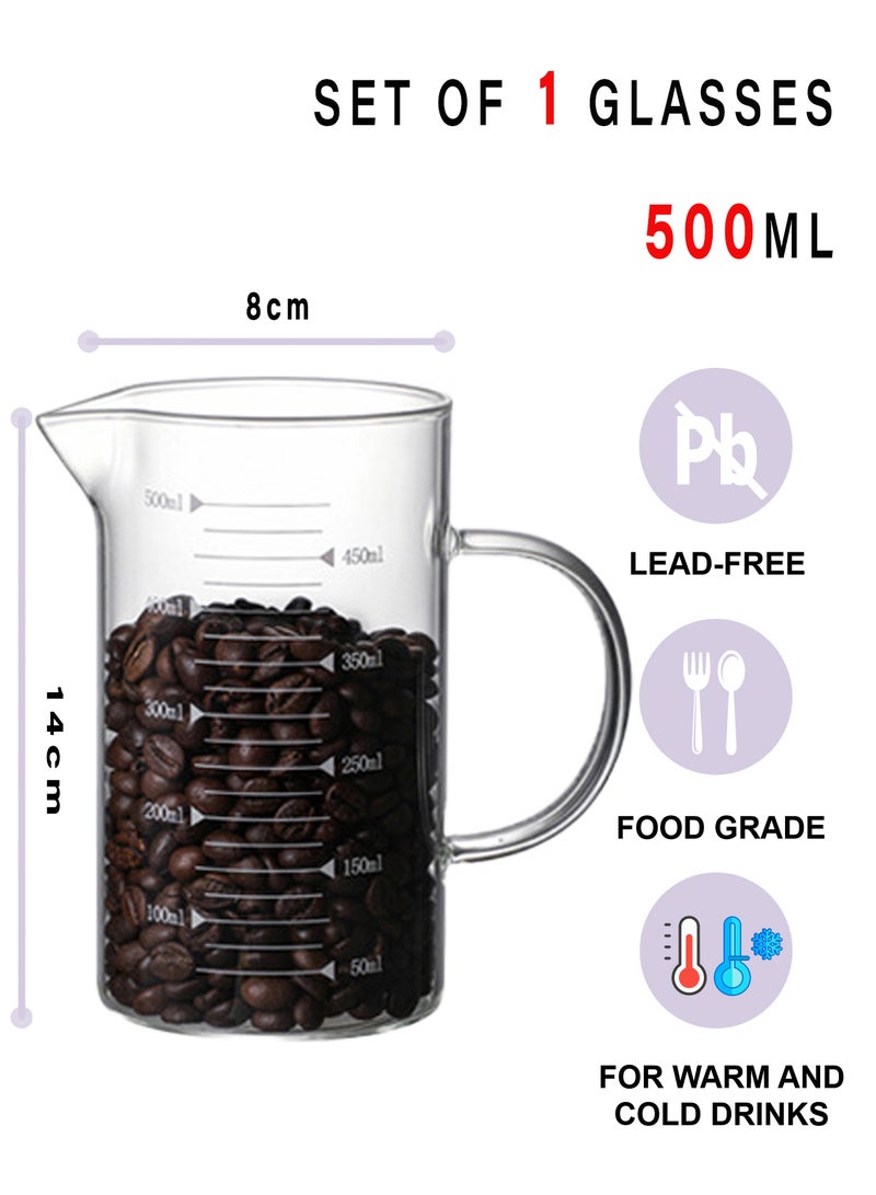 Transparent 500Ml Glass Measuring Cup With Handle & Clear Measurement Marks – Ideal For Baking, Cooking & Precise Liquid Ingredients Measuring - Image 2