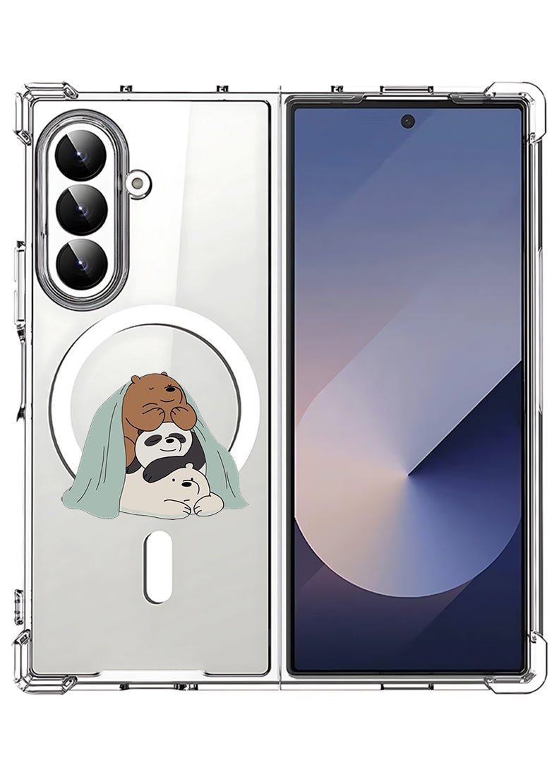 Theodor Magnetic Case for Samsung Galaxy Z Fold 7 Compatible with MagSafe Wireless Charging, Shockproof Phone Bumper Cover 3 Panda sitting - Image 1