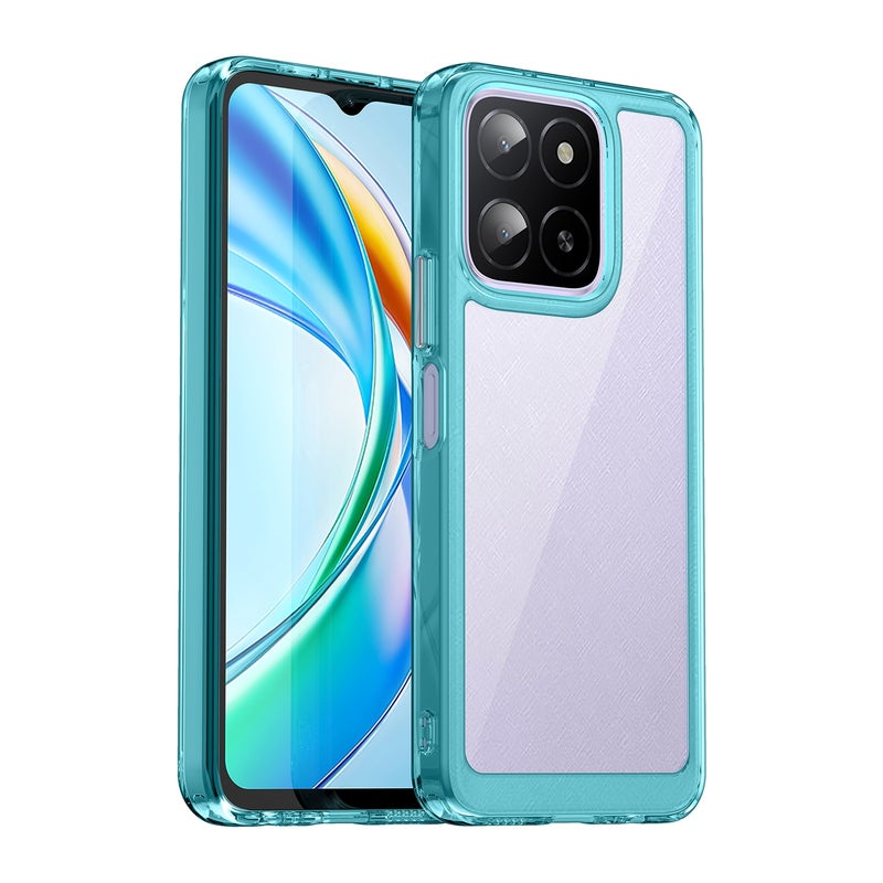 BURAQ Case Cover For Honor X5b Colorful Series Acrylic Hybrid TPU Phone Case(Transparent Blue) - Image 1