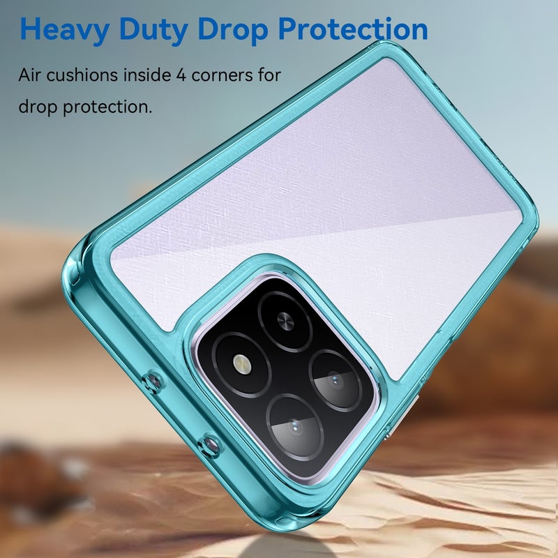BURAQ Case Cover For Honor X5b Colorful Series Acrylic Hybrid TPU Phone Case(Transparent Blue) - Image 3