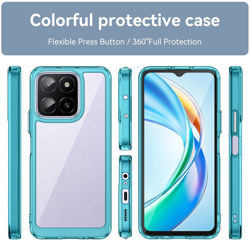 BURAQ Case Cover For Honor X5b Colorful Series Acrylic Hybrid TPU Phone Case(Transparent Blue) - Image 2