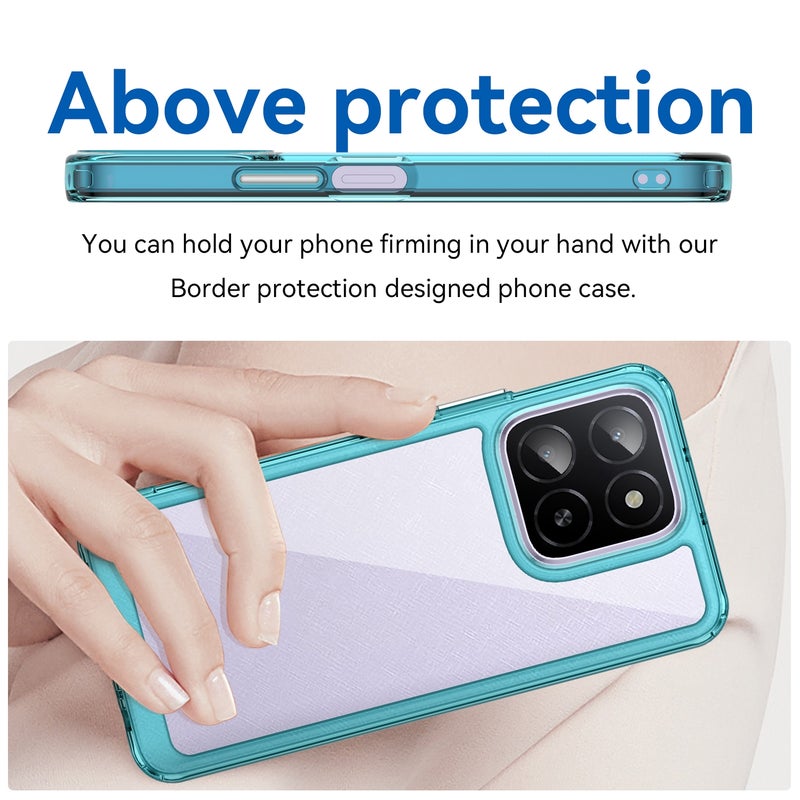 BURAQ Case Cover For Honor X5b Colorful Series Acrylic Hybrid TPU Phone Case(Transparent Blue) - Image 4