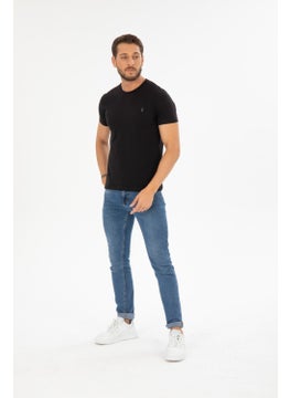 Four Man Men's Black Crew Neck Cotton Relaxed Fit T-Shirt  - Image 2