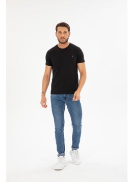 Four Man Men's Black Crew Neck Cotton Relaxed Fit T-Shirt  - Image 1