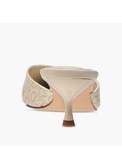 ELLE Women's Monogram Detail Slip-On Mules with Kitten Heels  - Image 5