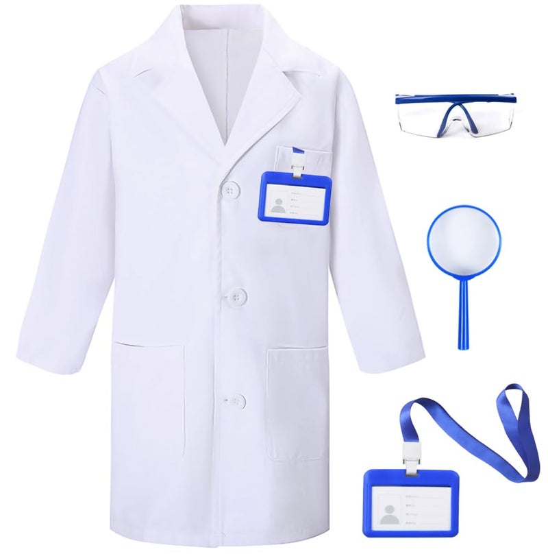 TOGROP 4Pcs Doctor Scientist Lab Costume for Kids Role Play Thick White Coat Birthday Party Gift 1012 Years - Image 3