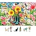MINIWAN Spring Garden Butterfly 500 Piece Jigsaw Puzzle for Adults Vintage Colorful Flower Art Tulips Sunflowers Puzzle with Letters on Back Fun Family Challenging Games Gift for Seniors 23x15 - Image 2