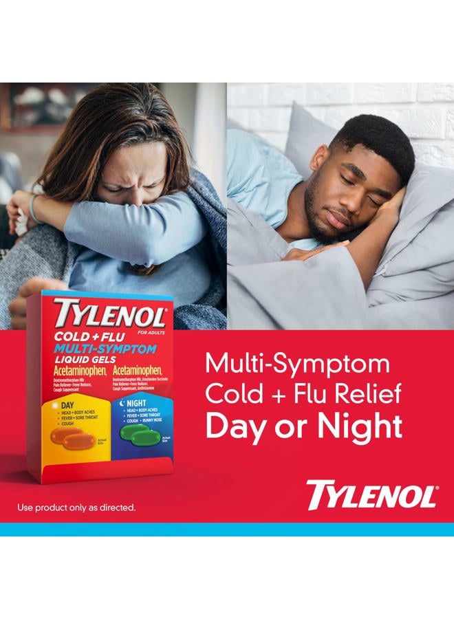 Tylenol عبوة مكونة من جيل سائل متعدد الأعراض للبرد والإنفلونزا نهارًا وليلاً، دواء لتخفيف أعراض البرد والإنفلونزا، مسكن للألم ومخفض للحمى + مثبط للسعال ومضاد للهستامين، 24 حبة - Image 3