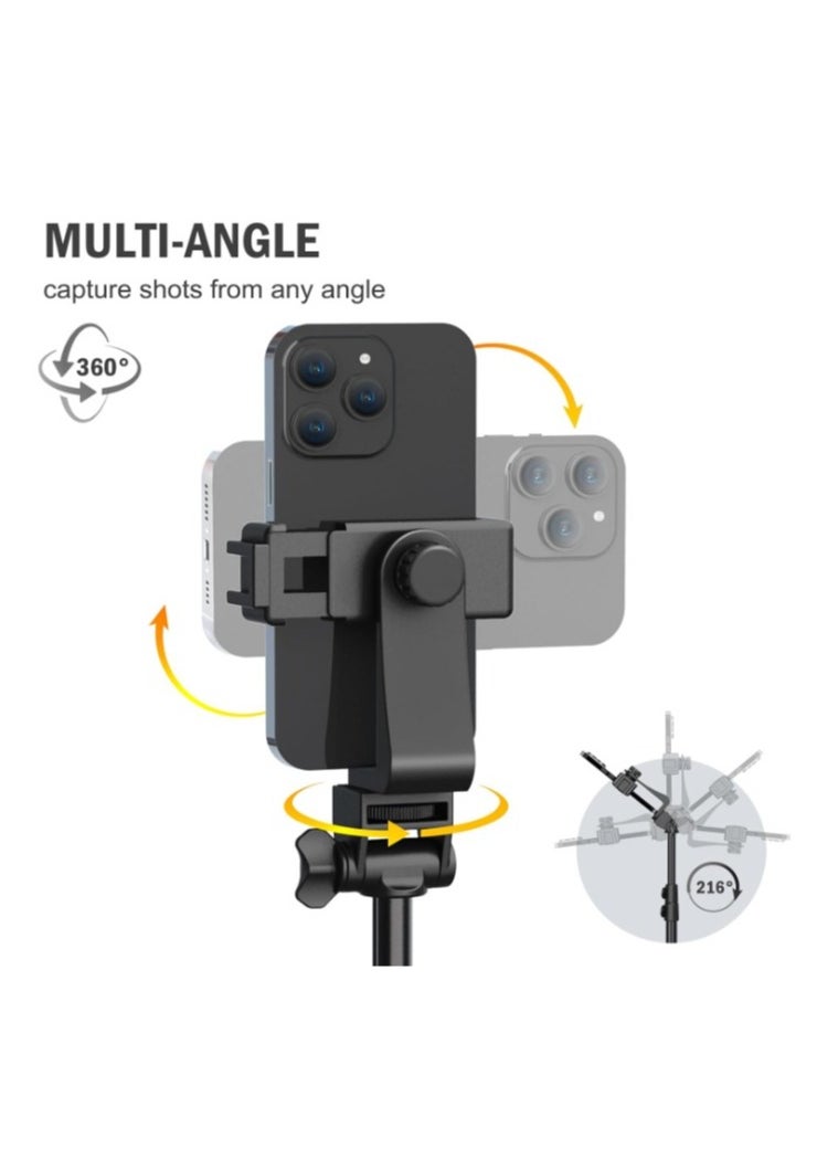 MIXDE - 64-Inch Cell Phone Selfie Stick Tripod, Phone Tripod Stand All-in-1 With Wireless Remote,100% All Aluminum Stick And Legs,Lightweight, Phone Tripod For iPhone 16/15 Series, Galaxy S25, GO Pro,Digital Camera - Image 1
