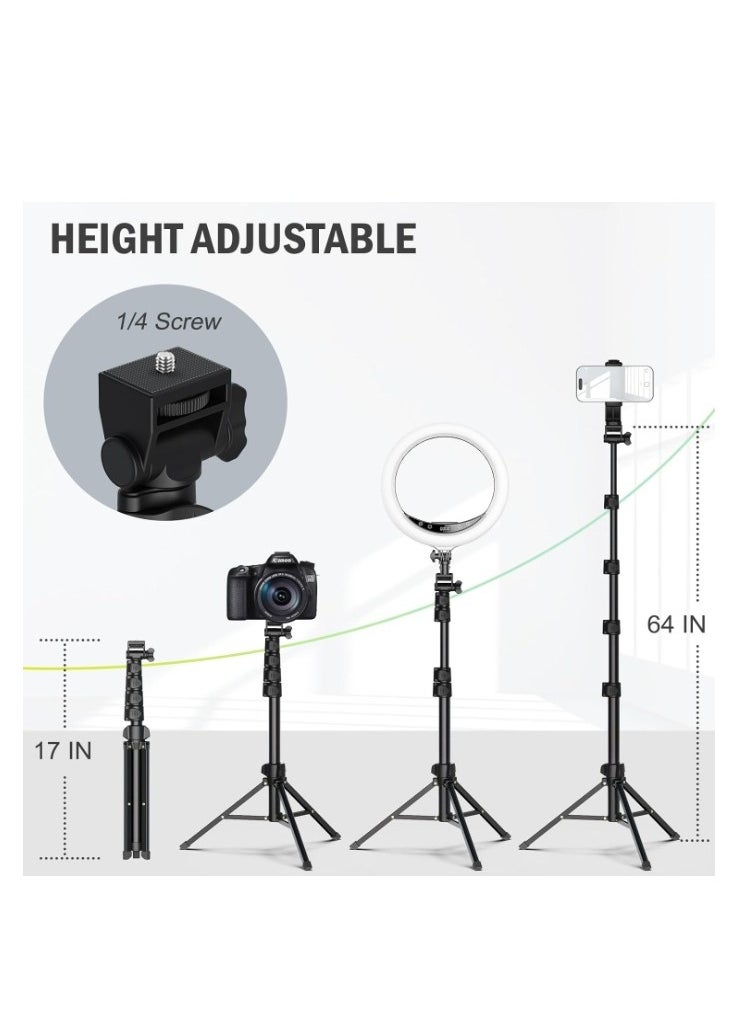 MIXDE - 64-Inch Cell Phone Selfie Stick Tripod, Phone Tripod Stand All-in-1 With Wireless Remote,100% All Aluminum Stick And Legs,Lightweight, Phone Tripod For iPhone 16/15 Series, Galaxy S25, GO Pro,Digital Camera - Image 1