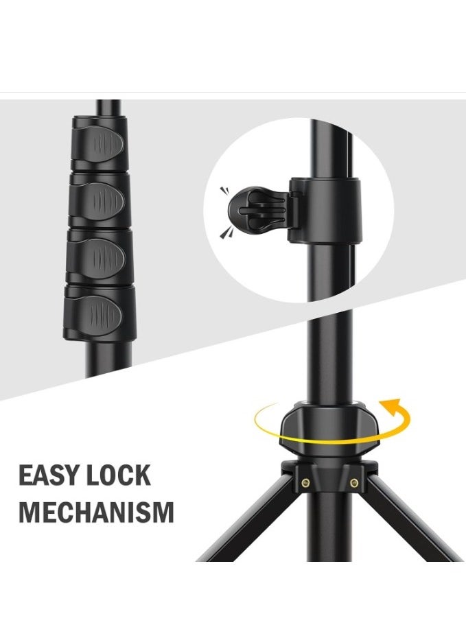 MIXDE - 64-Inch Cell Phone Selfie Stick Tripod, Phone Tripod Stand All-in-1 With Wireless Remote,100% All Aluminum Stick And Legs,Lightweight, Phone Tripod For iPhone 16/15 Series, Galaxy S25, GO Pro,Digital Camera - Image 1