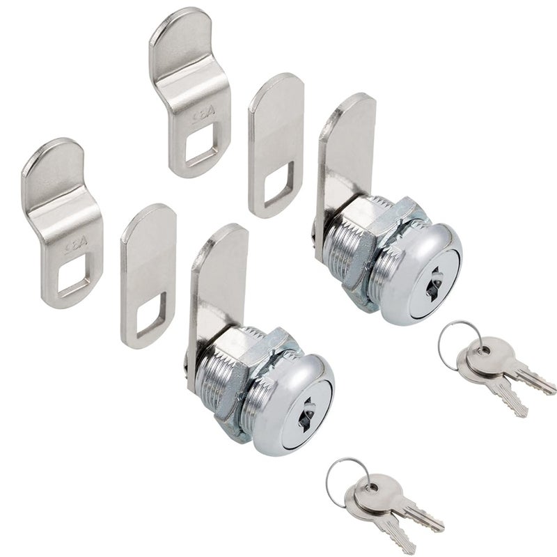 WOOCH Cabinet Cam Locks Keyed Alike  5/8  Cylinder Cam Locks For Tool Box Rv Compartment Mailbox Vending Machine Drawer File Cabinet  Fits 3/8  Max Panel Thickness  Chrome Finish With 3 Cams And 2 Keys - Image 1