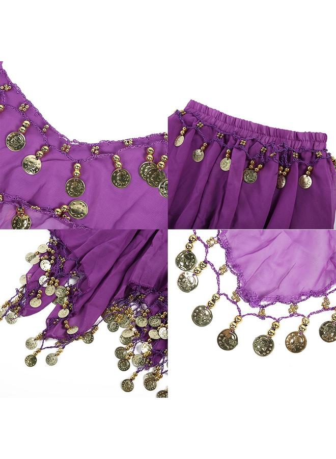 Kids Girls Belly Dance Costume Set Halloween Outfit Indian Dance Clothes (Deep purple)