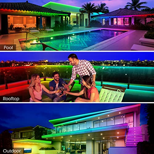 LETIANPAI 500ft Outdoor LED Strip Lights Waterproof 1 RollIP68 Outside Led Light Strips with App and RemoteMusic Sync RGB Exterior Rope Self Adhesive Back for DeckBalconyPool - Image 3