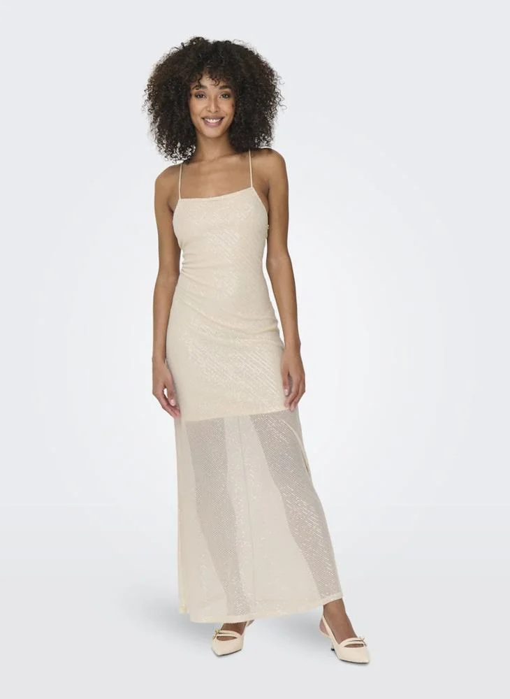 ONLY Oleena Strap Sequins Maxi Dress