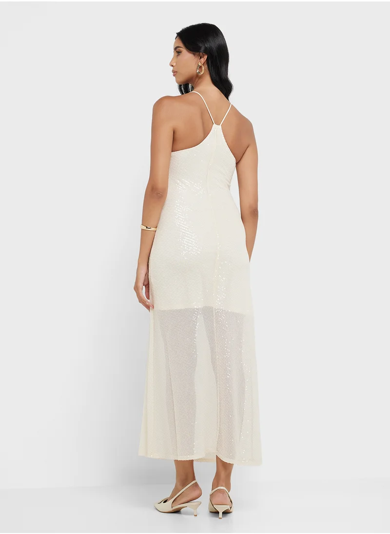 اونلي Oleena Strap Sequins Maxi Dress