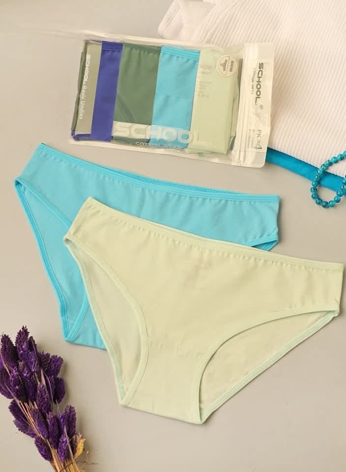 Women's Brief Pure Cotton Underwear Set from School, Multicolor, Four Pieces 