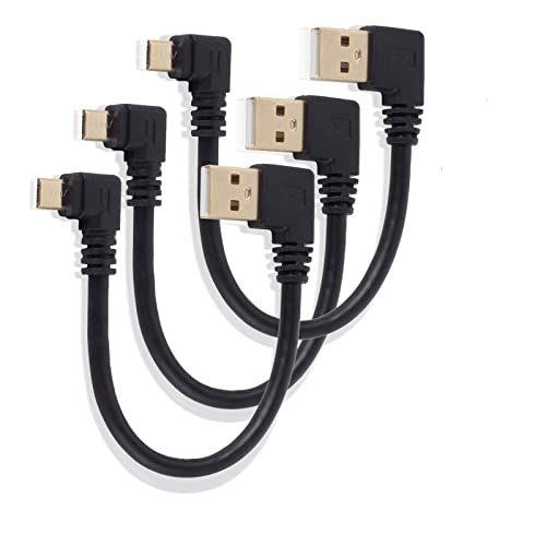 Herfair USB to Micro USB Cable 6Inch Right Angle Short USB Micro Cord 90 Degree Fast Charging Cable with Gold Plated Connectors for Galaxy S7/S6/S5 Kindle Fire TV Stick More (3-Pack) - Image 1