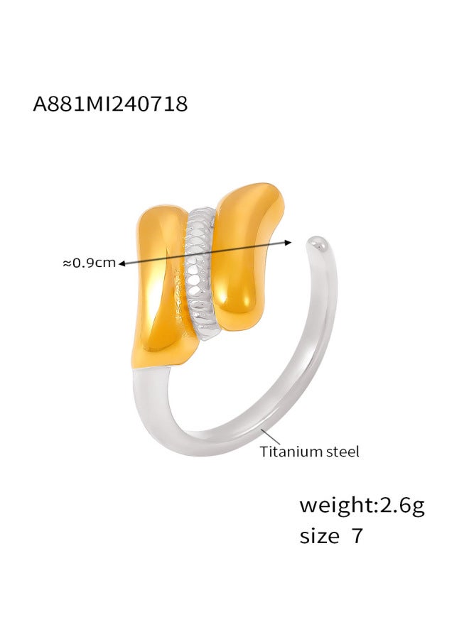 Mystery Niche Opening Geometric Gold Ring Titanium Steel Electroplating 18k Real Gold Fashionable Accessories Combination