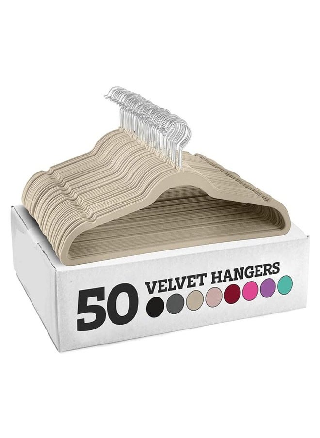 D'HOME 50-Pcs Non-Slip Velvet Hangers - Suit Hangers Ultra Thin Space Saving 360 Degree Swivel Hook Strong and Durable Clothes Hangers Hold Up-to 10 Lbs (50, Ivory)  - Image 1