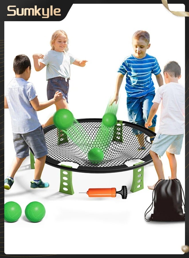 Sumkyle Mini Volleyball Outdoor Team Game Set (Includes 2 Balls, Inflator, Carrying Bag and Rules) - Outdoor Lawn, Beach and Tailgate Round Net Game for Kids, Teens and Adults - Image 1