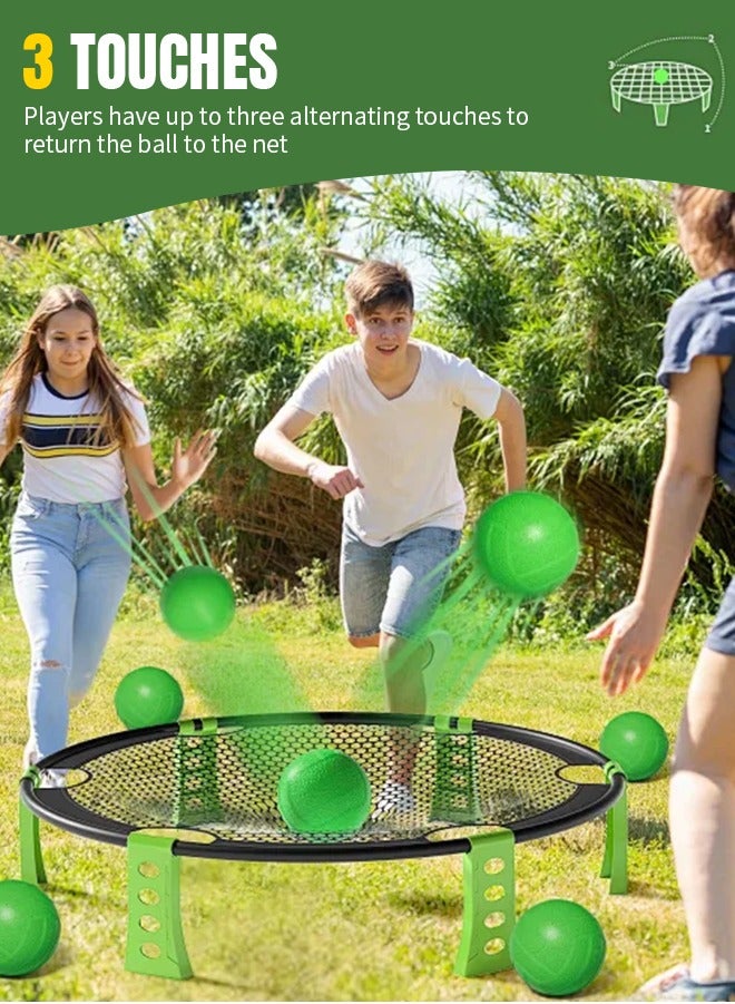 Sumkyle Mini Volleyball Outdoor Team Game Set (Includes 2 Balls, Inflator, Carrying Bag and Rules) - Outdoor Lawn, Beach and Tailgate Round Net Game for Kids, Teens and Adults - Image 4