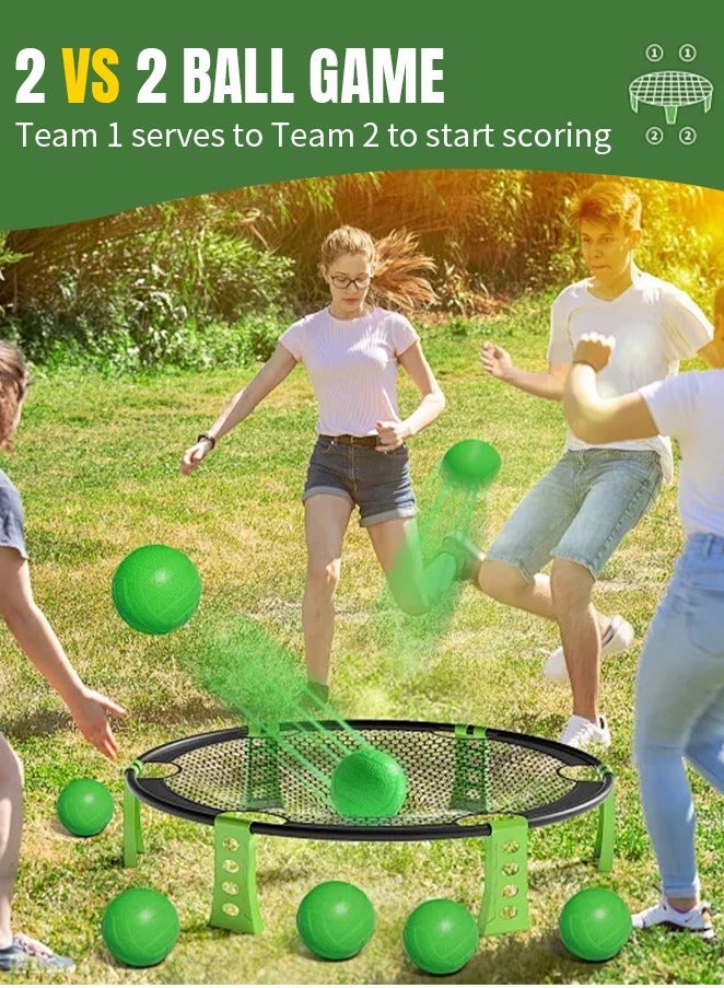 Sumkyle Mini Volleyball Outdoor Team Game Set, Round Net Game with 2 Balls, Air Pump, Storage Bag & Rule Book, Portable Lawn Beach Tailgate Party Game for Kids Teens Adults - Image 1
