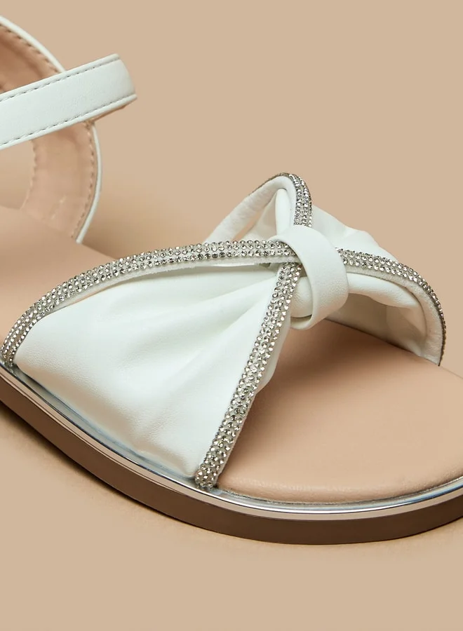 سيليست Girls' Bow Detail Sandals with Hook and Loop Closure