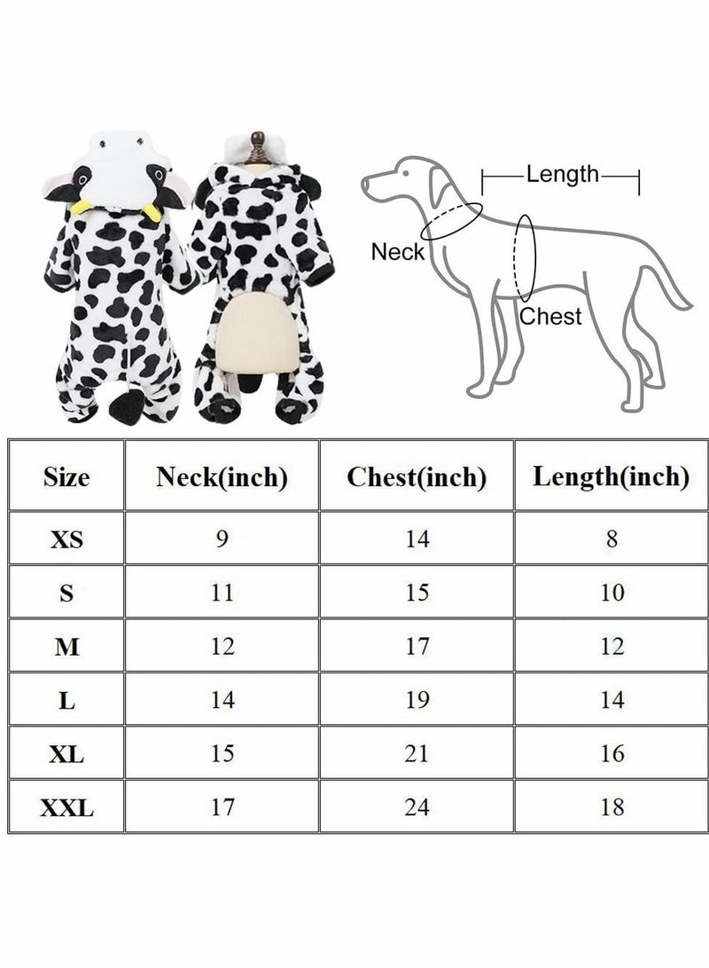 Cow Dog Costume – Funny  Dog Costume, Winter Warm Moo Moo Outfits for Small Medium Dogs, Adorable 4 Legs Milk Cows Hooded Coat Pajama - Image 4