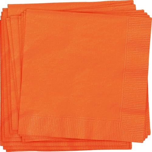 Unique Pumpkin Orange Solid Beverage Paper Napkins - 5"x5" (20 Count) - Vibrant Color & Premium Quality Napkins For Unforgettable Events & Parties - Image 4