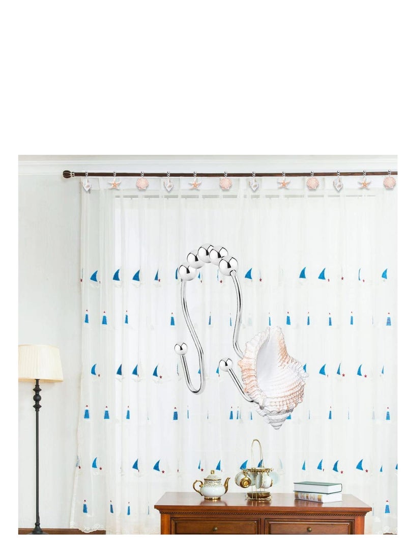 Excefore - Seashell Shower Curtain Hooks Ring, 12 Pcs Anti Rust Seashell Decorative Double Resin Hooks, for Beach Bathroom, Baby Room, Bedroom, Living Room Decor - Image 1