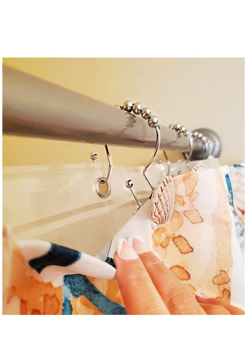 Excefore - Seashell Shower Curtain Hooks Ring, 12 Pcs Anti Rust Seashell Decorative Double Resin Hooks, for Beach Bathroom, Baby Room, Bedroom, Living Room Decor - Image 1