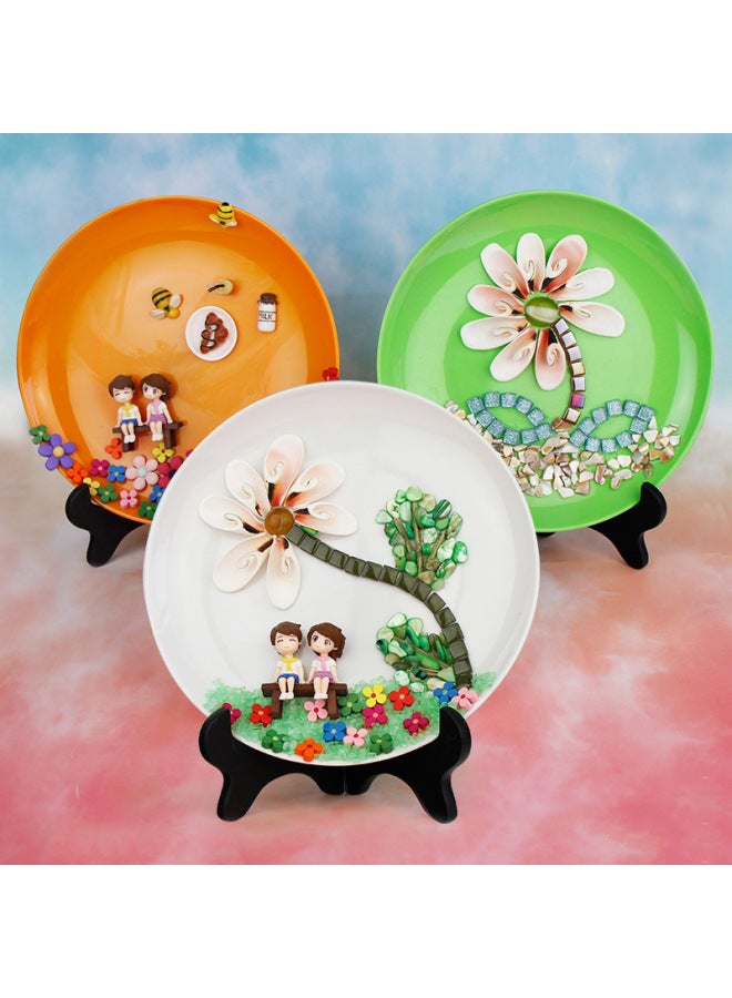 DIY Handmade Homemade Plate Art Material Bag Creative Kindergarten Teacher's Day Gift For Homemade Parent-child Puzzle-Color:Girl's Flower Skirt Disc DIY Material Package  - Image 3
