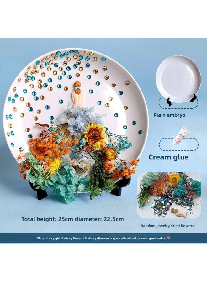 DIY Handmade Homemade Plate Art Material Bag Creative Kindergarten Teacher's Day Gift For Homemade Parent-child Puzzle-Color:Girl's Flower Skirt Disc DIY Material Package  - Image 1