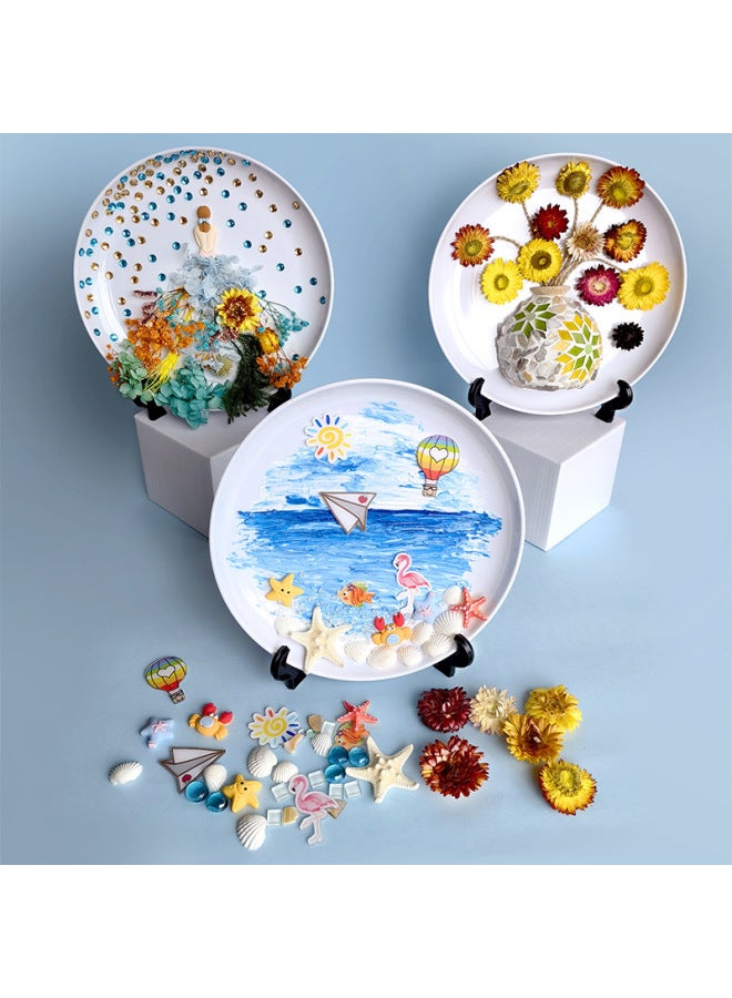 DIY Handmade Homemade Plate Art Material Bag Creative Kindergarten Teacher's Day Gift For Homemade Parent-child Puzzle-Color:Girl's Flower Skirt Disc DIY Material Package  - Image 2