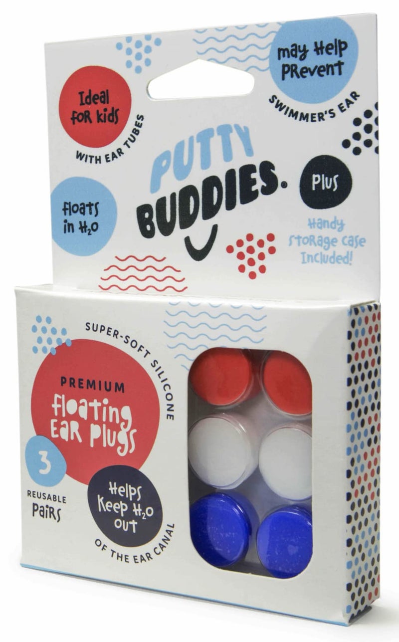 Putty Buddies Floating Earplugs 3-Pair Pack - Soft Silicone Ear Plugs For Swimming & Bathing - Invented By Physician - Block Water- Premium Swim Earplugs - Doctor Recommended - Easy To Use - Image 4