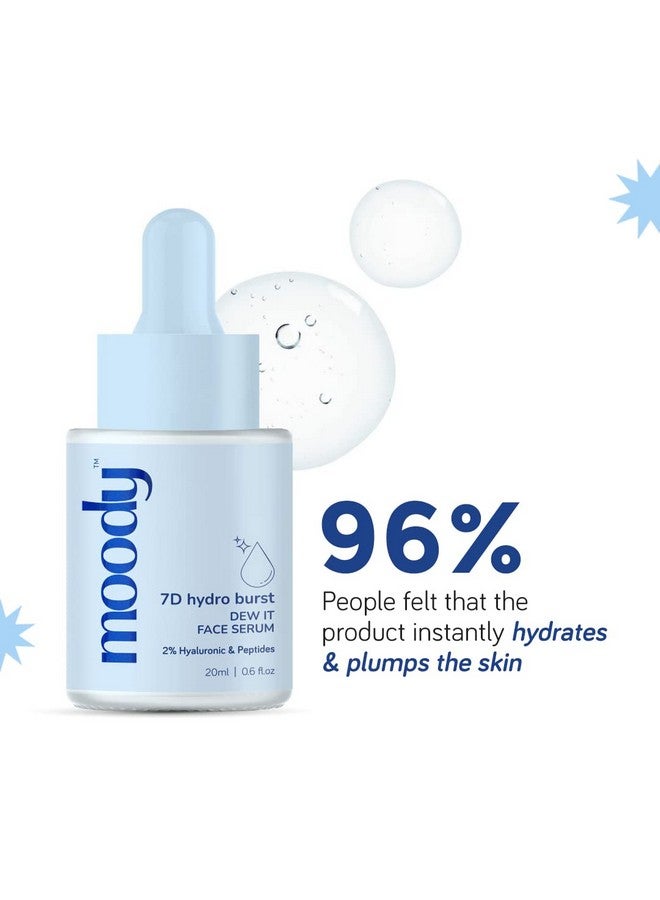 Moody 2% Hyaluronic Face Serum With Niacinamide Peptides For Dewy Hydrated & Plumped Skin With 7D Hydro Burst Daily Hydrating Face Serum For Bouncy Skin Paraben Free Serum For Men & Women 20 Ml - Image 5