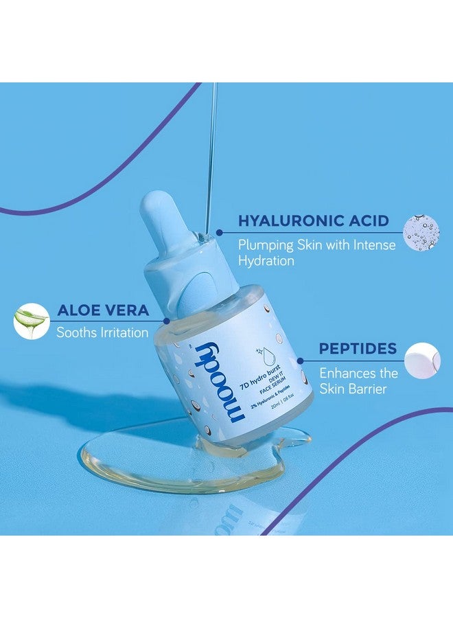 Moody 2% Hyaluronic Face Serum With Niacinamide Peptides For Dewy Hydrated & Plumped Skin With 7D Hydro Burst Daily Hydrating Face Serum For Bouncy Skin Paraben Free Serum For Men & Women 20 Ml - Image 3
