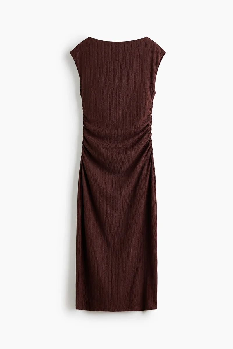 Cap-sleeved crinkled dress
