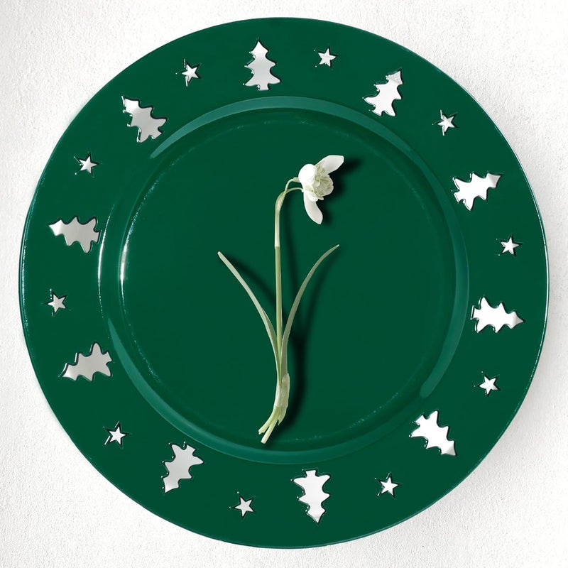 Kazozobi Christmas Charger Plates  13 Christmas Tree Openwork Holidays Decorations Round Chargers for Dinner Plates  Elegant Table Centerpieces  Hunter Green 6 Pack - Image 3