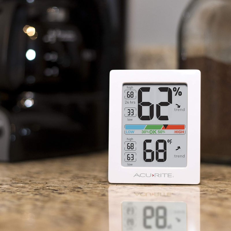 Acurite Pro Humidity Meter & Thermometer with Touch Activated Backlight, White - Image 4