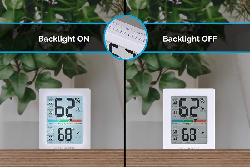 Acurite Pro Humidity Meter & Thermometer with Touch Activated Backlight, White - Image 3